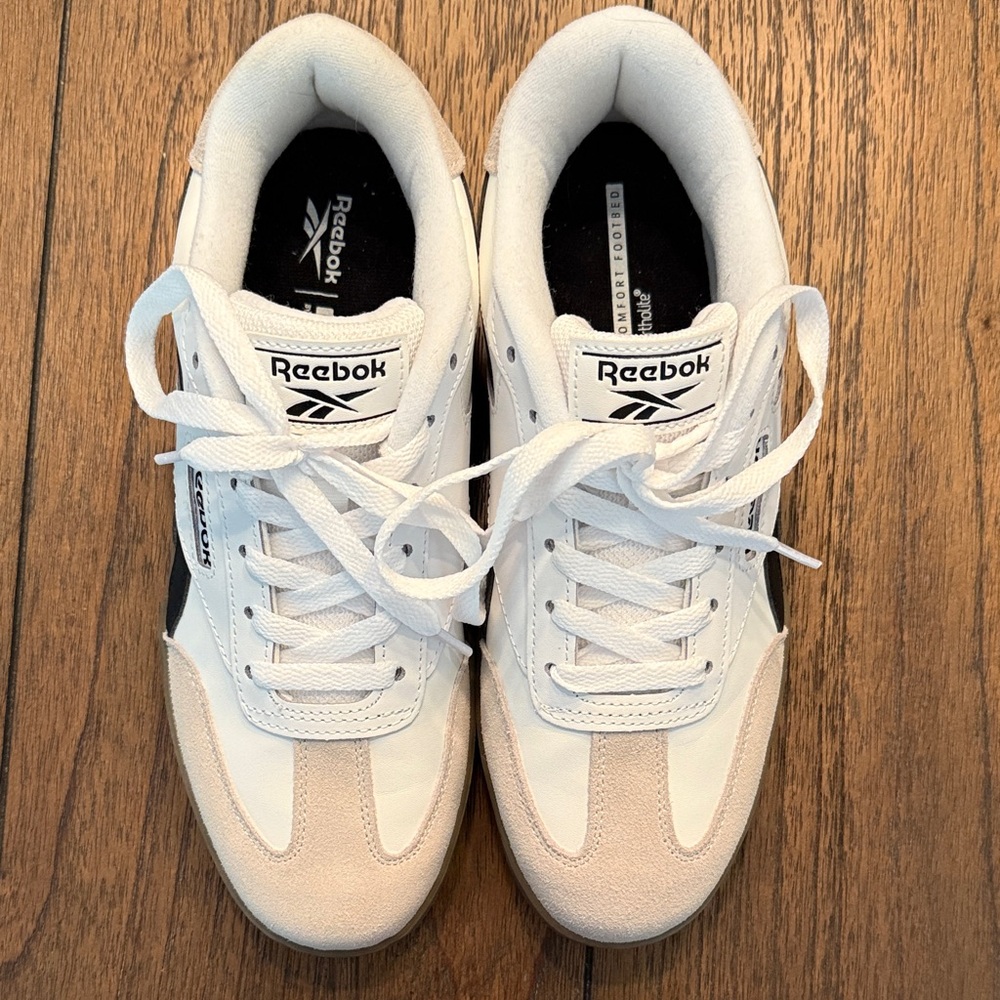 Reebok Women's Classic White & Beige Leather Sneakers